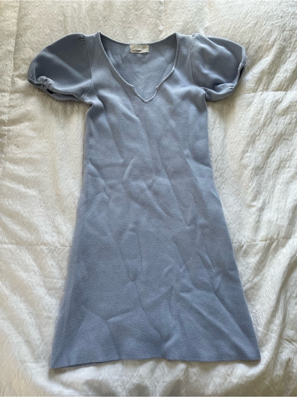 Urban Outfitters Light Blue V-Neck Puff-Sleeve Dress size XS